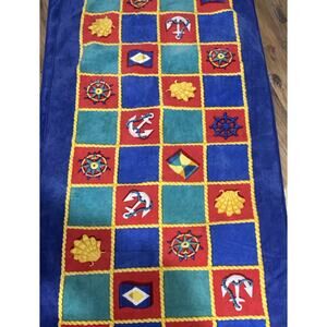 2 vintage nautical Anchor Dimona Textiles Towels Israel For Renaissance 27 X 55